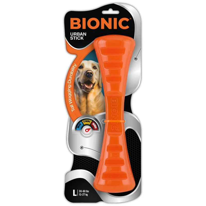BIONIC Urban Stick – Jouet interactif robuste pour chien grand (13–27 kg) avec double poche