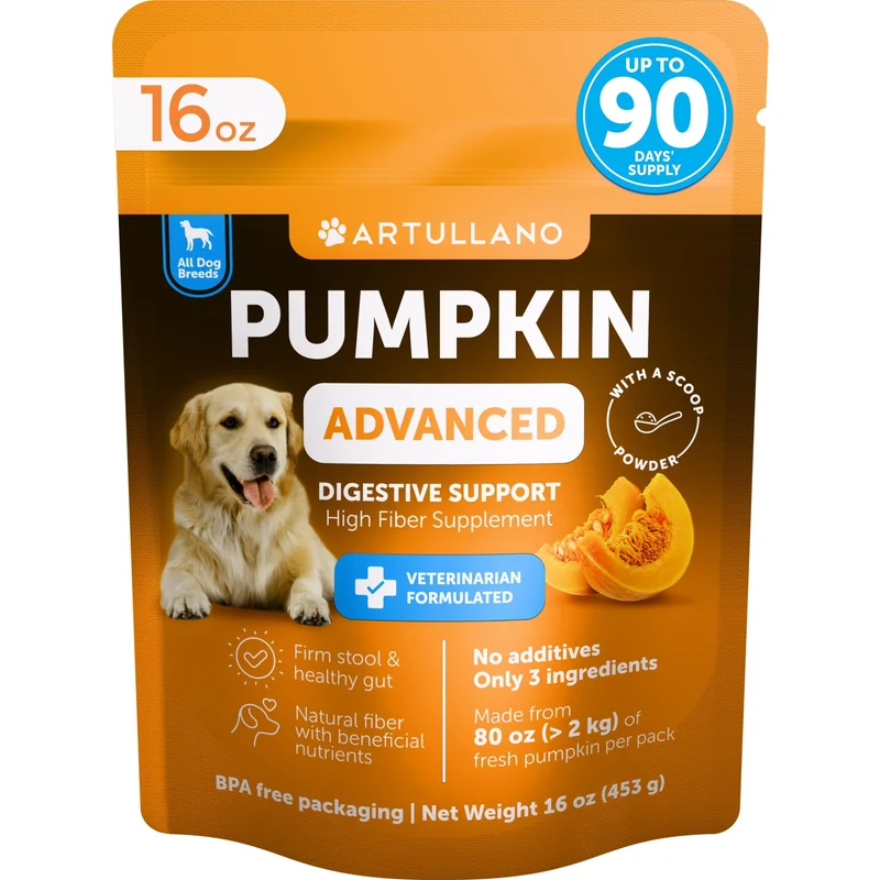 Artullano Poudre de Courge pour Chiens – Soutien Digestif Naturel, 16 oz (454 g)
