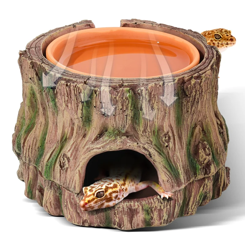 Stackoria Refuge Reptile 3 en 1 : Caverne, Humidité et Bol en Argile