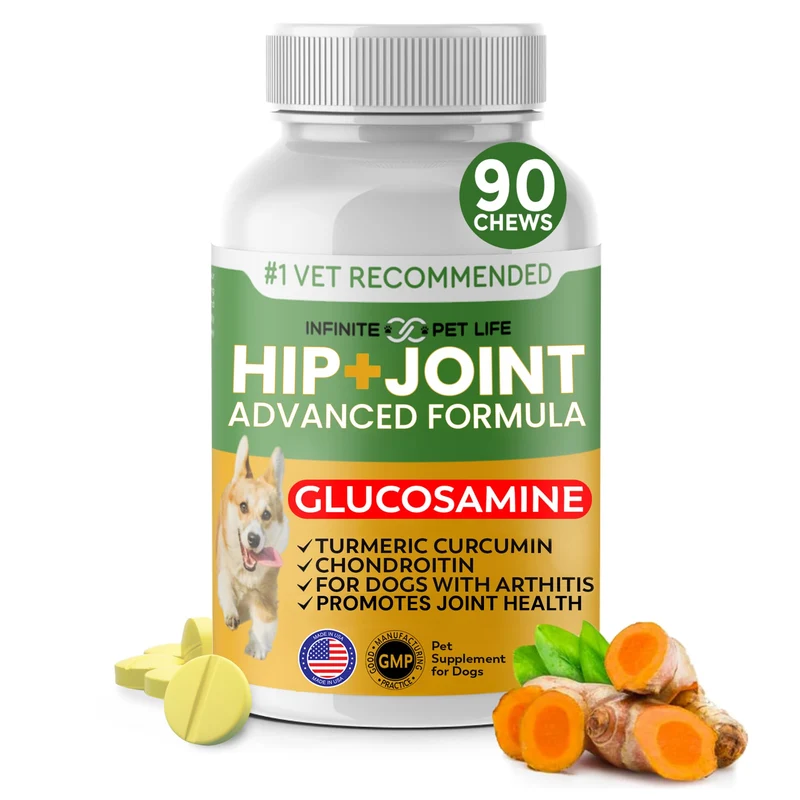 Infinite Pet Supplements – Supplément Avancé Hanche et Articulations pour Chiens (Glucosamine, Curcuma) – 90 comprimés à mâcher