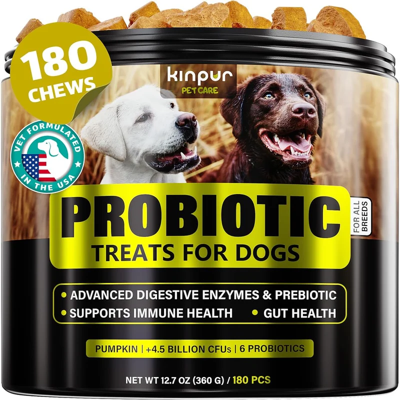 Kinpur Pet Care – Friandises Probiotiques pour Chien avec Enzymes Digestives – 180 unités