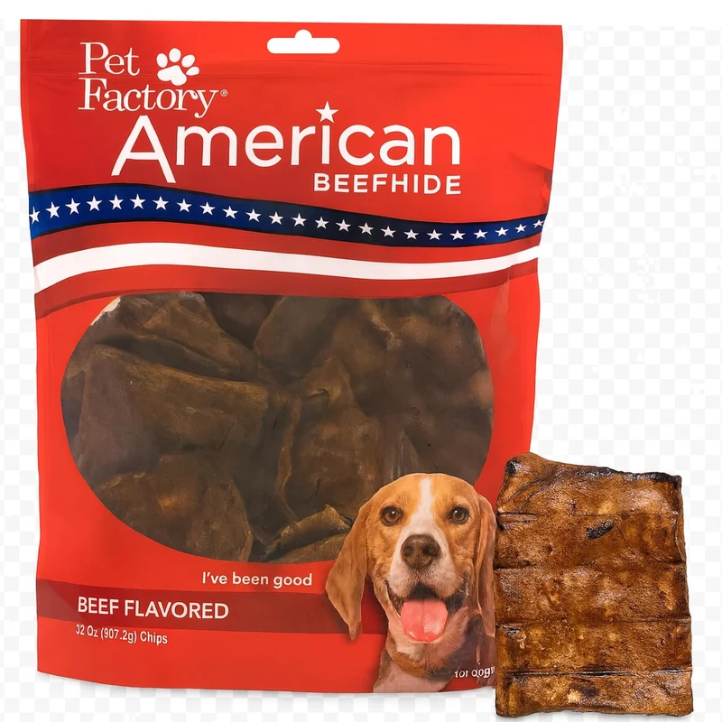 Pet Factory Chips Beefhide Américains pour Chiens – Saveur Boeuf, 32 oz
