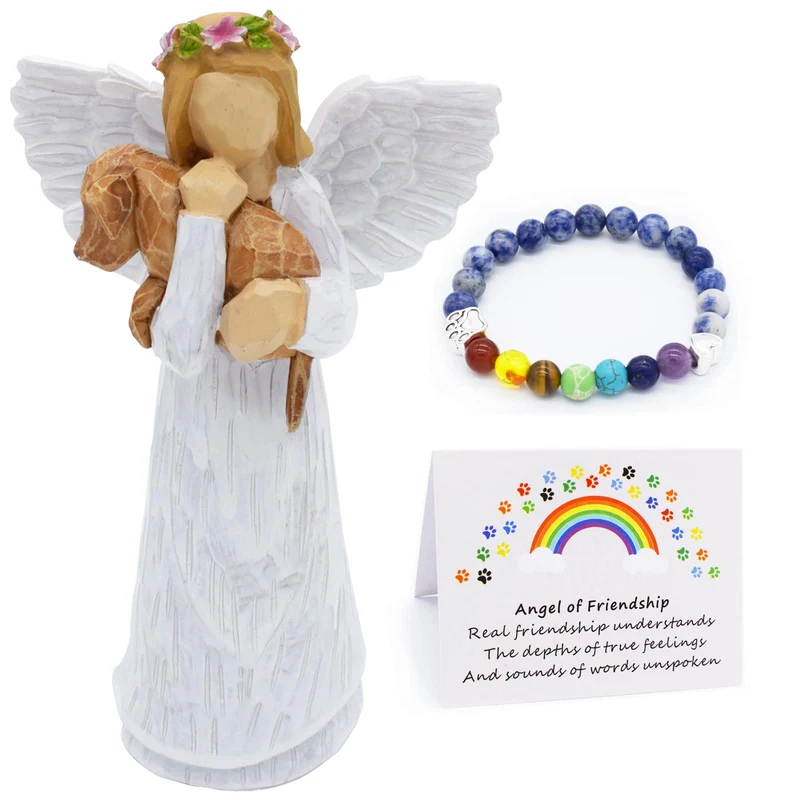 Anrkets Ange de l’Amitié – Mémorial chien et bracelet arc-en-ciel 7 chakras