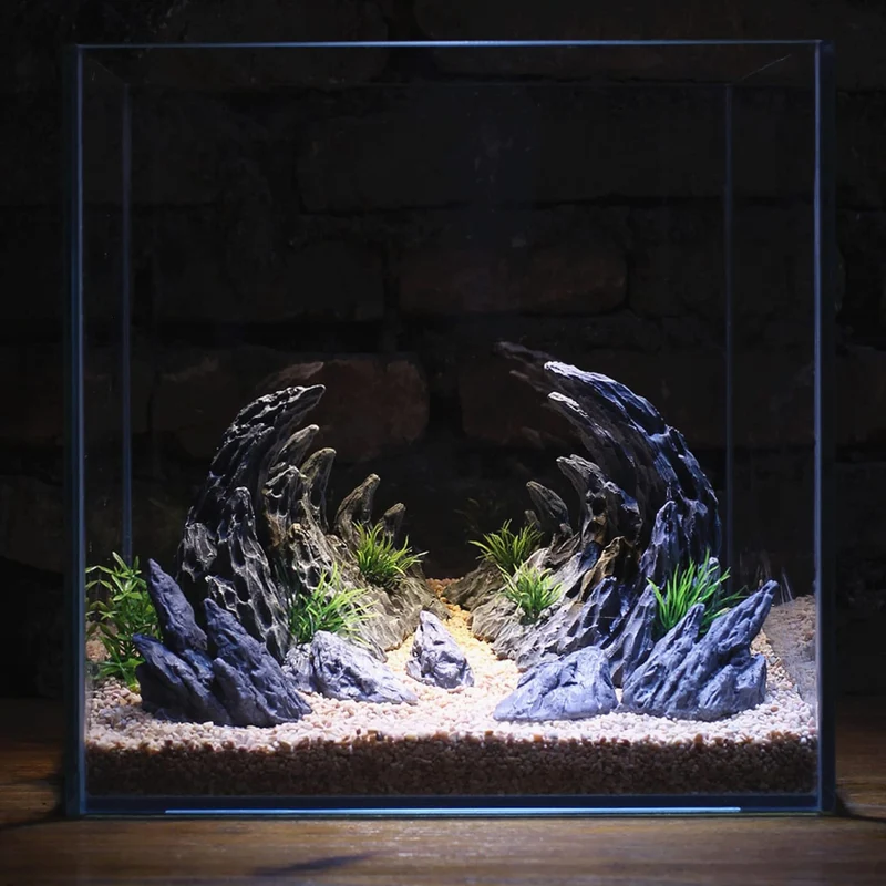 AWXZOM Soul Valley – Ensemble de décorations d’aquarium en résine (7 pièces) – Roches imitation