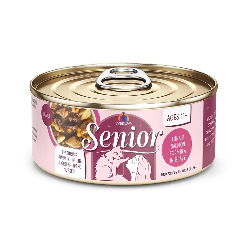 Weruva Senior Chat – Thon et Saumon en Sauce, 5,5 oz (Pack de 8)