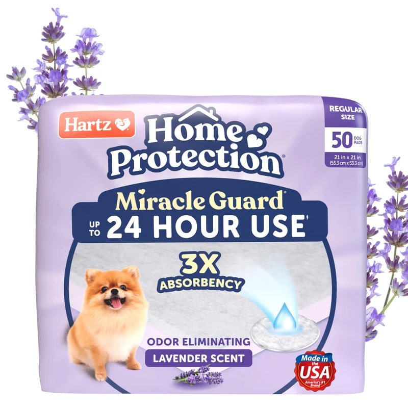 Hartz Miracle Guard Coussins Absorbants – Lavande, 24h sans fuite, 50 pièces – Taille Régulière
