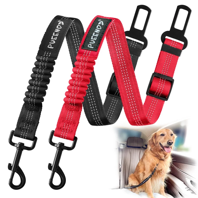 2 Pack PUEENOD – Ceintures de sécurité pour chien voiture, réglables et réfléchissantes