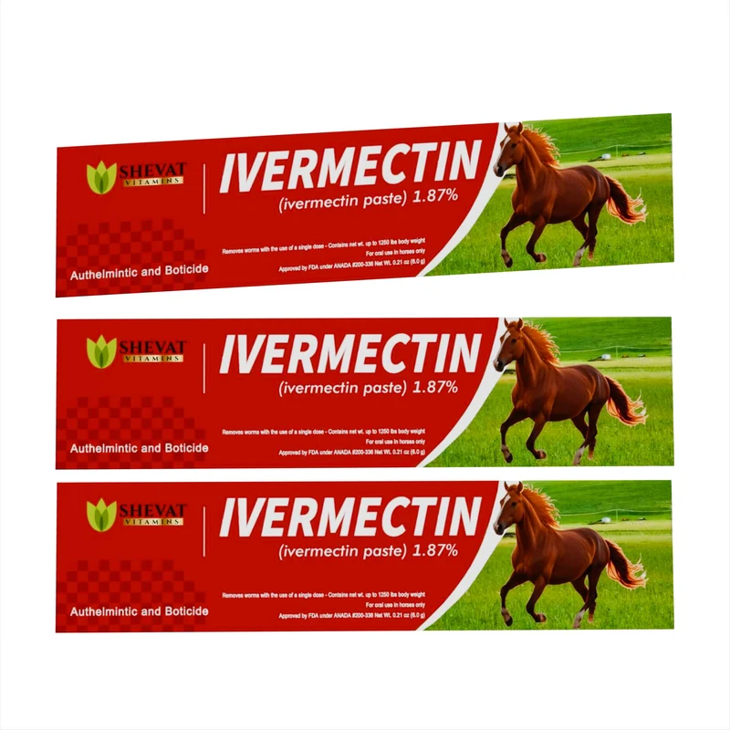 SHEVAT VITAMINS Ivermectine Pâte pour Chevaux – Saveur Pomme, Tube 6,08 g – Jusqu’à 1250 lb