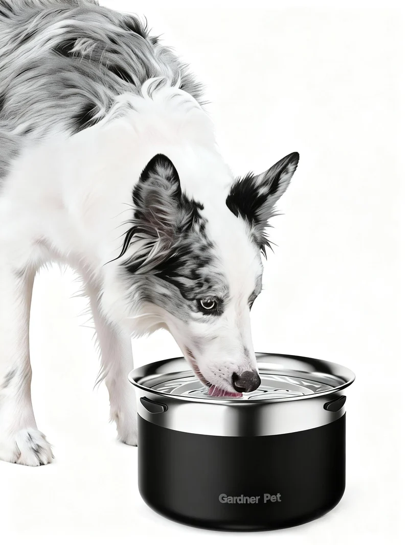 Gardner Pet Bol Eau Inox 3,85 L Sans Debordement – Bol Hydratation Lent pour Chiens Grands