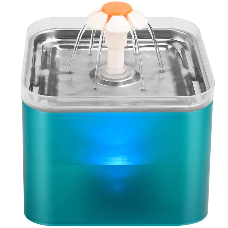AONBOY Fontaine pour chat en acier inoxydable – 2L, 3 Flux, LED, Silencieuse