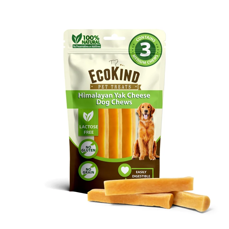 EcoKind Premium Gold Yak Cheese Himalayan – Friandises pour Chiens (Taille Moyenne, 3 bouchées) Naturelles et Protéinées