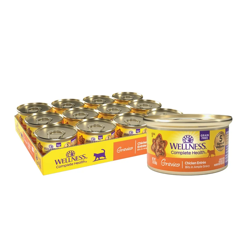 Wellness Complete Health Gravies - Nourriture humide chat adulte sans céréales, poulet