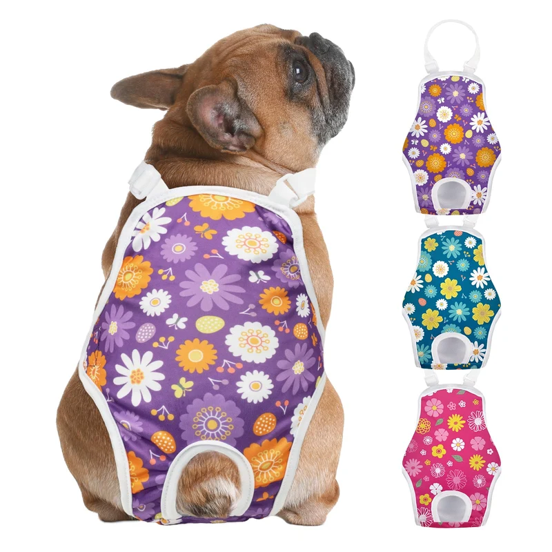 Jollywoods 3 Pack Couches-Chien Femelle Réutilisables — Absorbantes et Ajustables (Taille M)