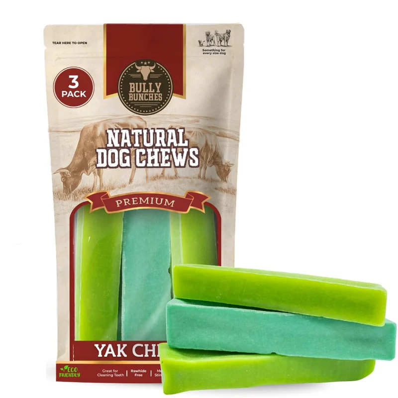 Bully Bunches Os Yak Himalayens à la Menthe (100 g) – Médium, Lot de 3, Sans Céréales