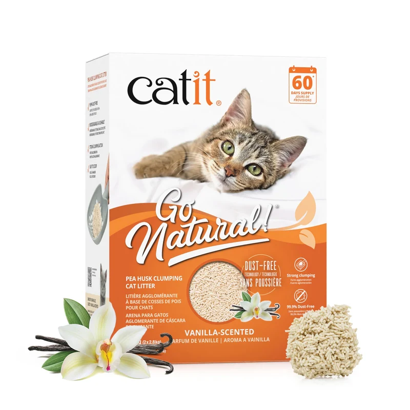 Catit Go Natural Litière en Coques de Pois – 12,3 lb – Naturelle