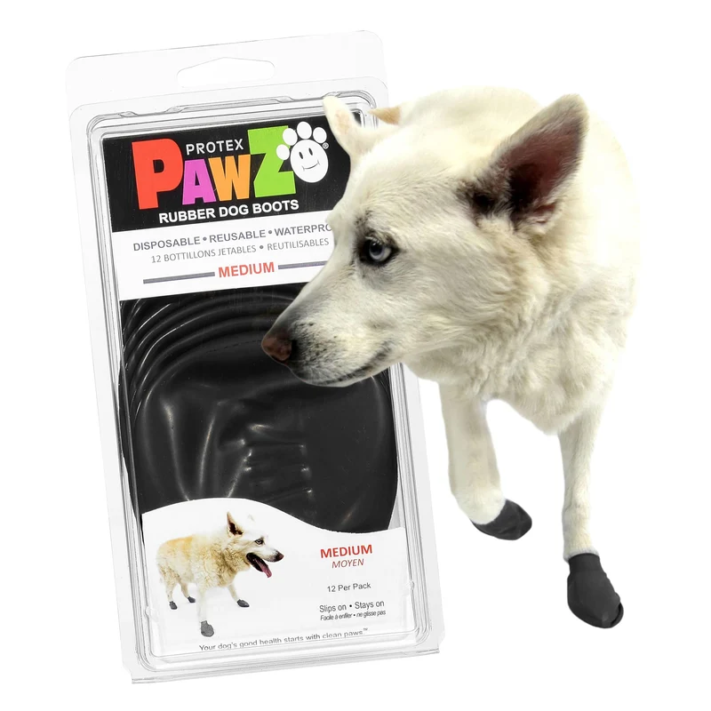Protex PawZ – Bottes en caoutchouc pour pattes moyennes (2,5-3 po) – Étanches et antidérapantes – Lot de 12