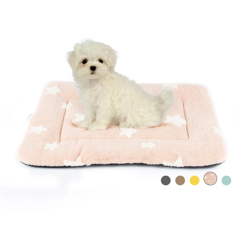 Mora Pets Tapis de Cage pour Chien Rose 24x18 — Doux, Lavable et Anti-Dérapant