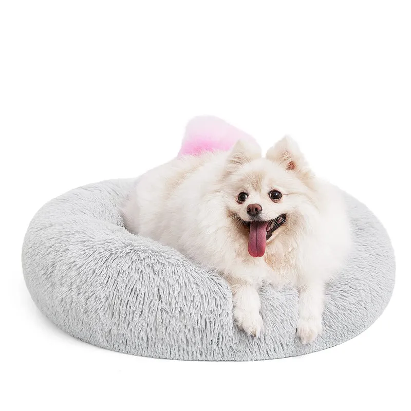 MIXJOY Lit orthopédique rond pour chien et chat – Coussin moelleux lavable, 20''/23''/30'', Gris (23'')