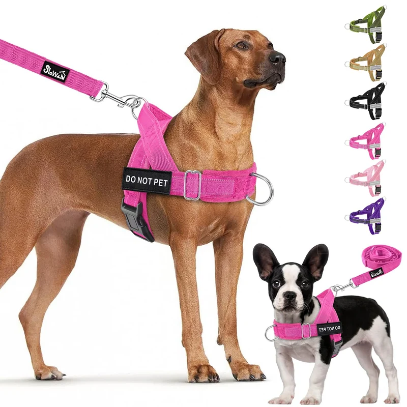 Lukovee Harnais anti-traction pour chien + Laisse robuste — Doux rembourré, réglable et réfléchissant (M, FU)