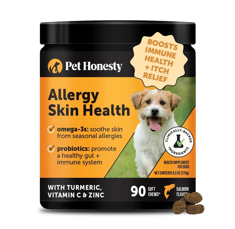 Pet Honesty Allergy Skin Health – Friandises Saumon pour Peau Sensible et Digestion (90 ct)