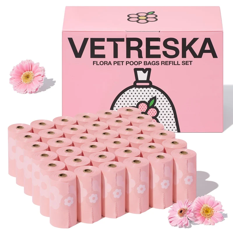 VETRESKA Sacs Poubelle Lavande — Étanches, Extra Épais et Grand, 36 Rouleaux (540 Sacs), Rose
