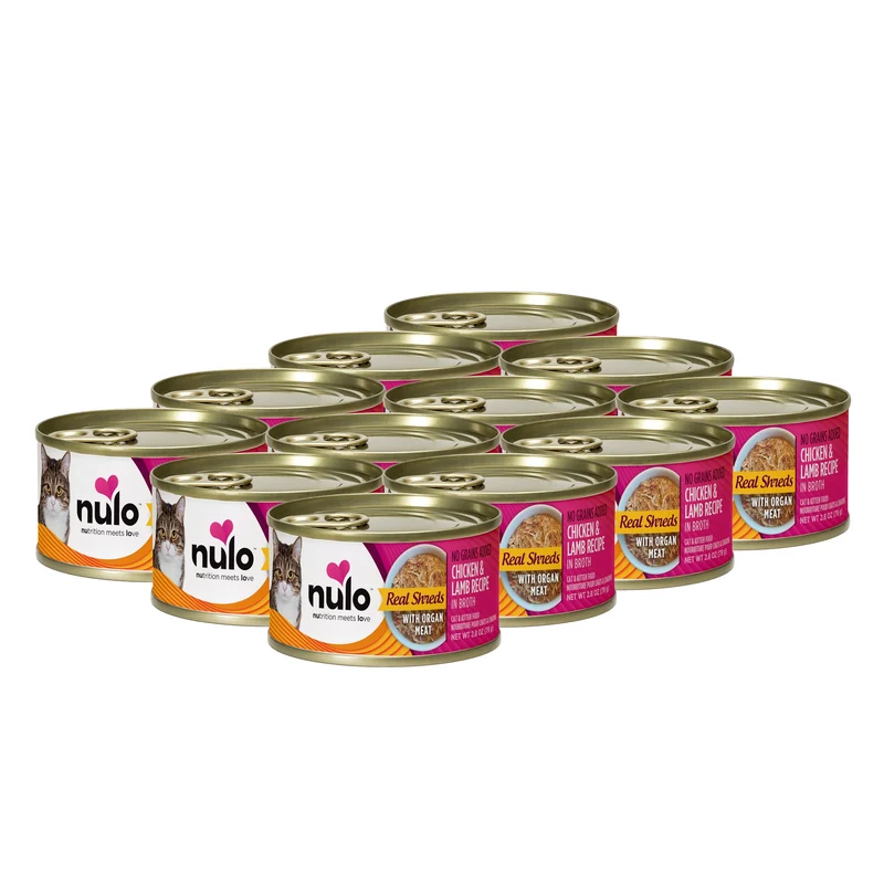 Nulo Real Shreds avec Viandes d Organes – Poulet et Agneau, 12 Boîtes de 2,8 oz