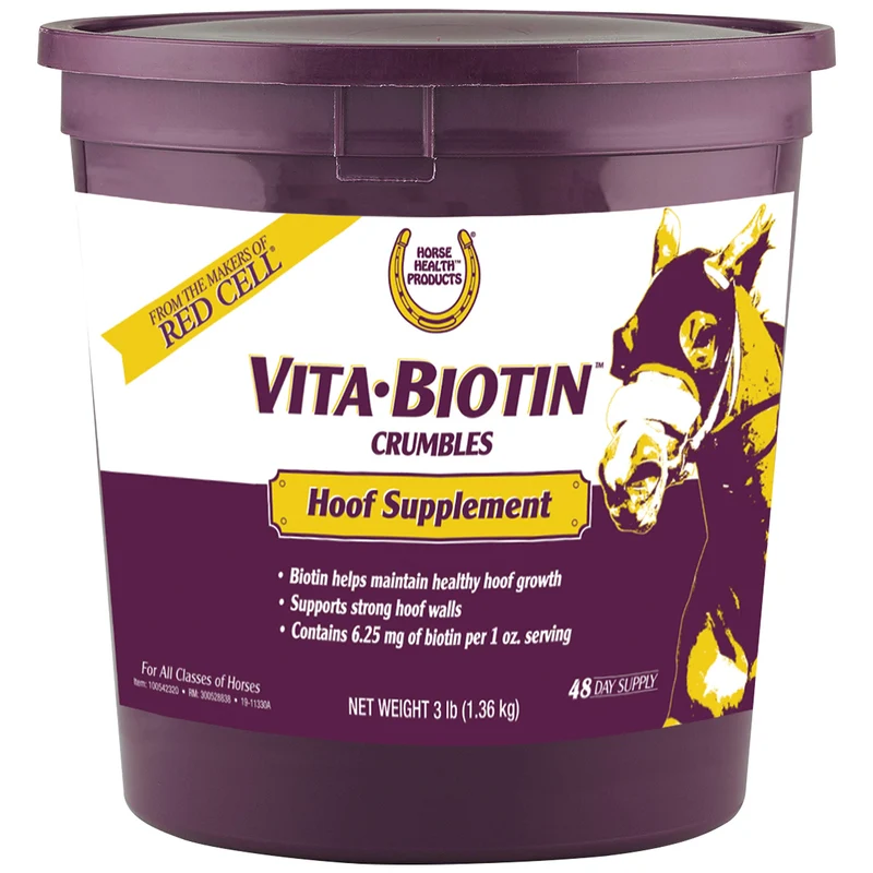 Horse Health Vita Biotin Crumbles – Supplément Biotine pour Sabots, Croissance Saine et Parois Solides – 3 lb