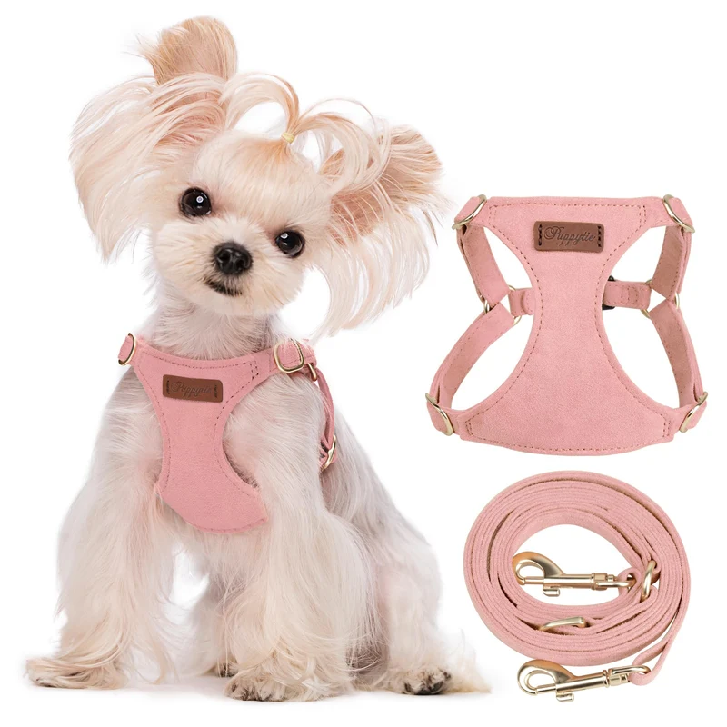 Puppytie Harnais anti-tirage XXS pour chiots – Laisse multifonction rose, doux et ajustable