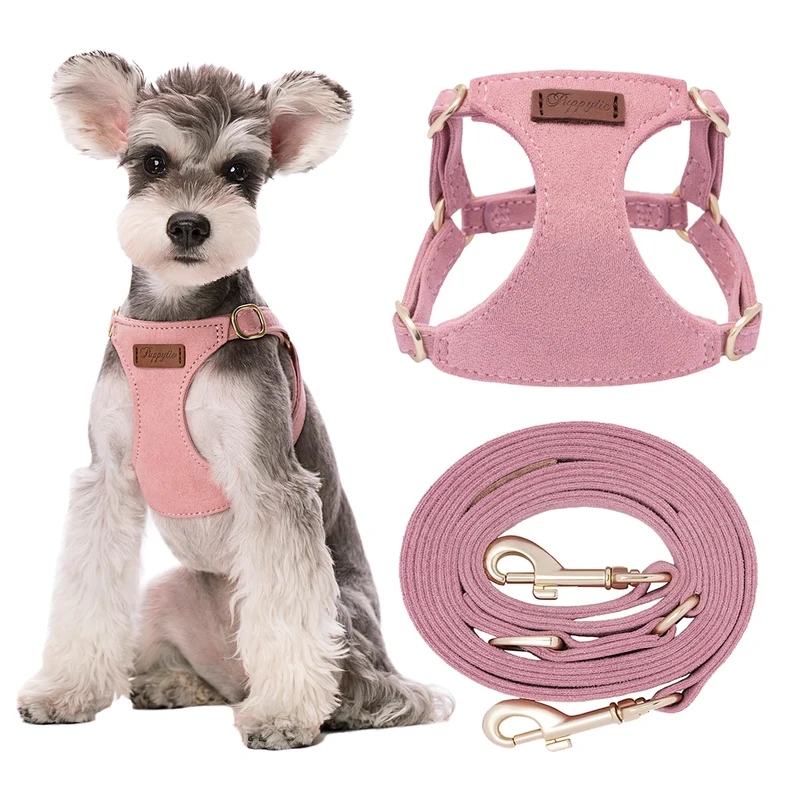 Puppytie Harnais Sans Tirage pour Petit Chien Rose — Léger, Ajustable et Longe Multifonction