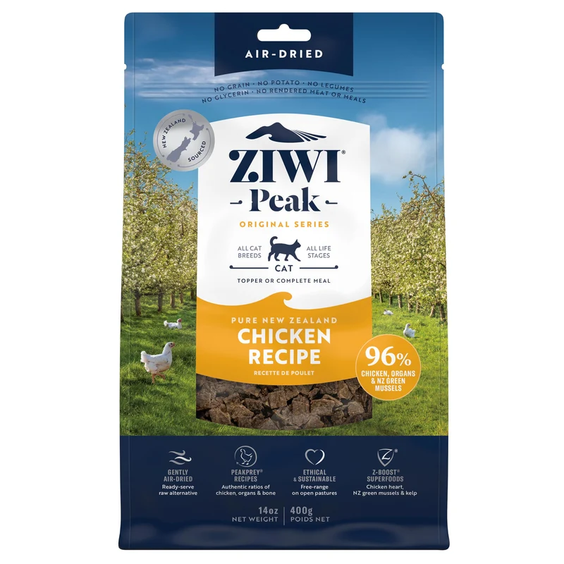 ZIWI Peak Nourriture pour Chat – Poulet, Séchée à l'Air, Sans Céréales, Protéines Élevées, Ingrédients Limités et Superaliments (14 oz/400 g)