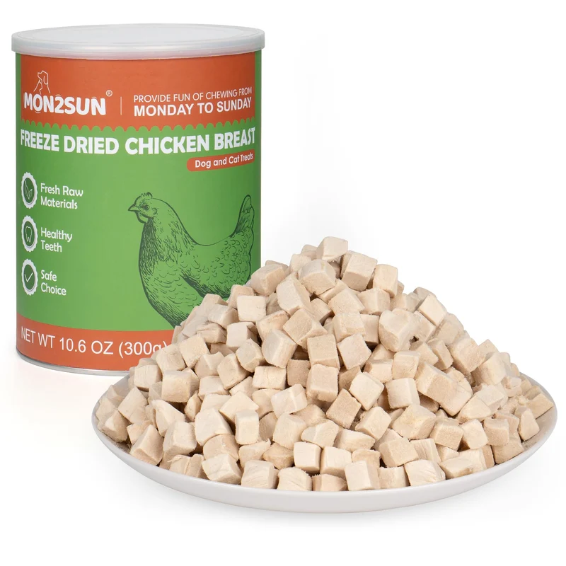 MON2SUN Friandises de Poulet Lyophilisé pour Chiens et Chats – Ingrédient Unique, Sans Céréales, 300 g