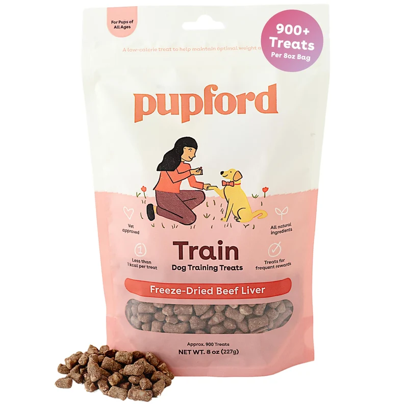 Pupford Friandises lyophilisées d entrainement pour chiens et chiots — foie de boeuf, trois ingredients, 226 g