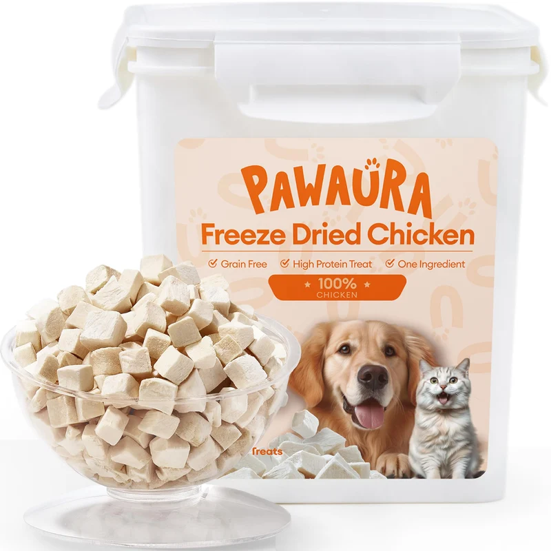 Pawaura – Friandises au Poulet Déshydraté pour Chiens et Chats, 1,1 lb (500 g), Protéine Unique, Sans Additifs, Sans Céréales, Boîte Scellée