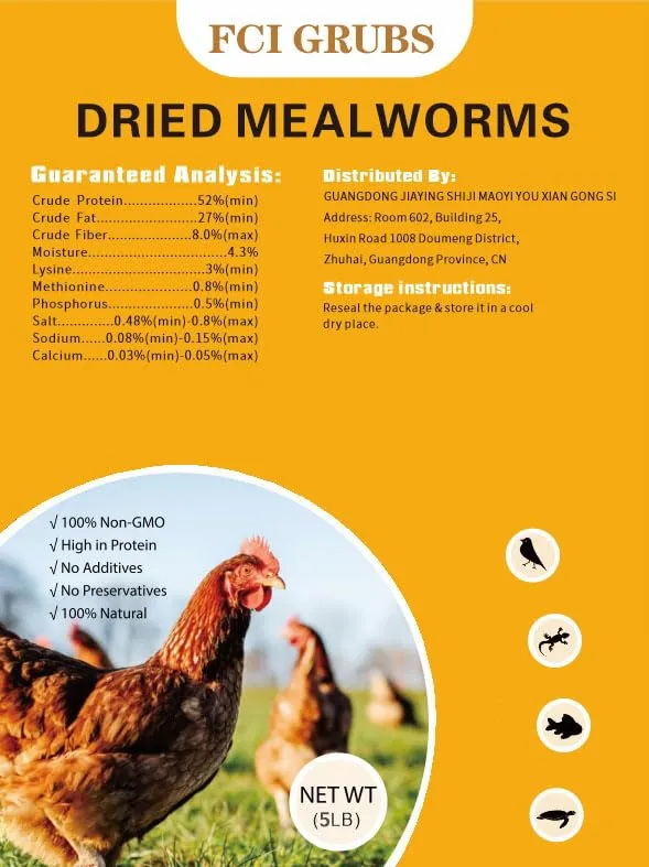 FCI GRUBS Vers de Farine Séchés 5lb – Protéines Élevées, Sans Additifs, Sans OGM