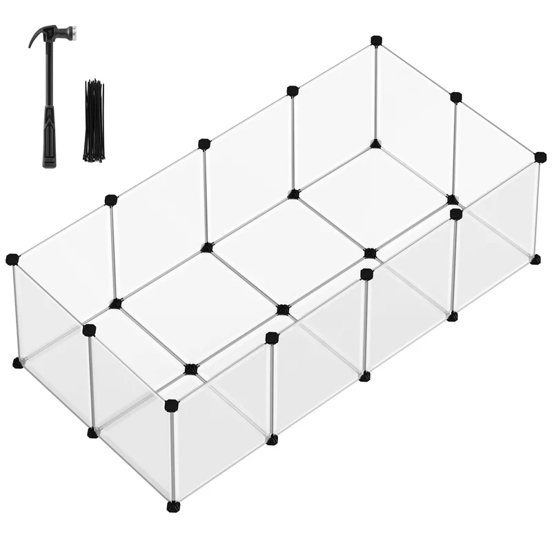 SONGMICS Parc pour animaux avec sol – Enclos intérieur pliable pour hamsters, lapins et autres petits animaux (56,3 × 28,7 × 18,1 po / 143 × 73 × 46 cm) – Blanc | ULPC02W