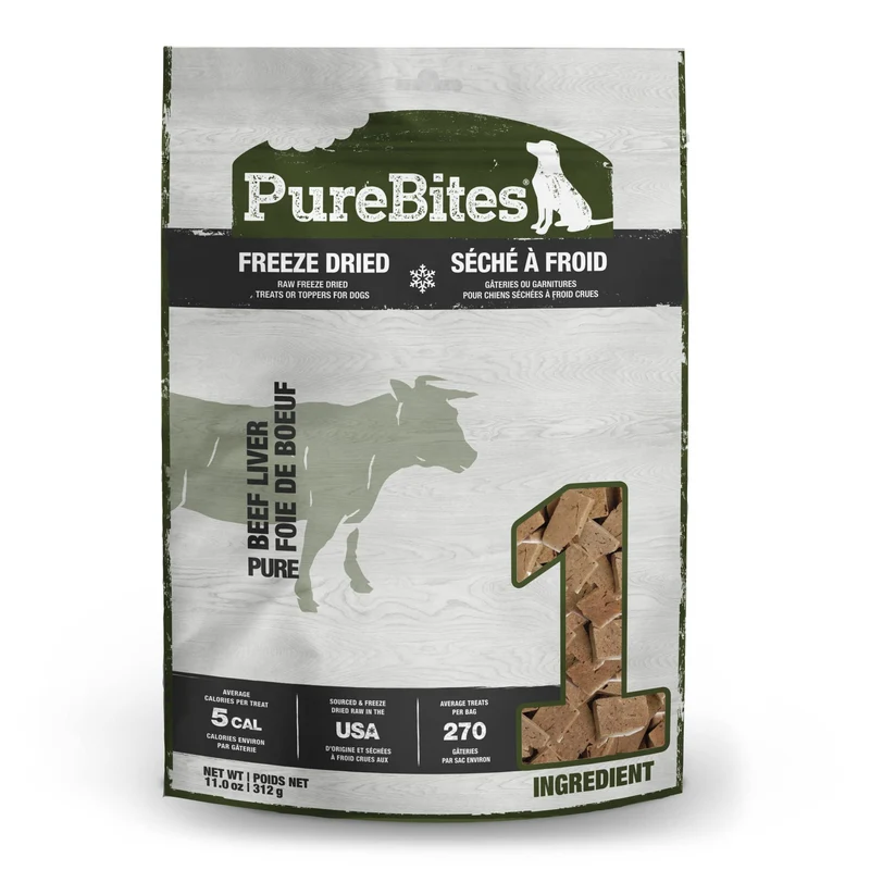 PureBites Foie de Bœuf Lyophilisé pour Chien – 1 Ingrédient, Fabriqué aux États‑Unis, 11 oz