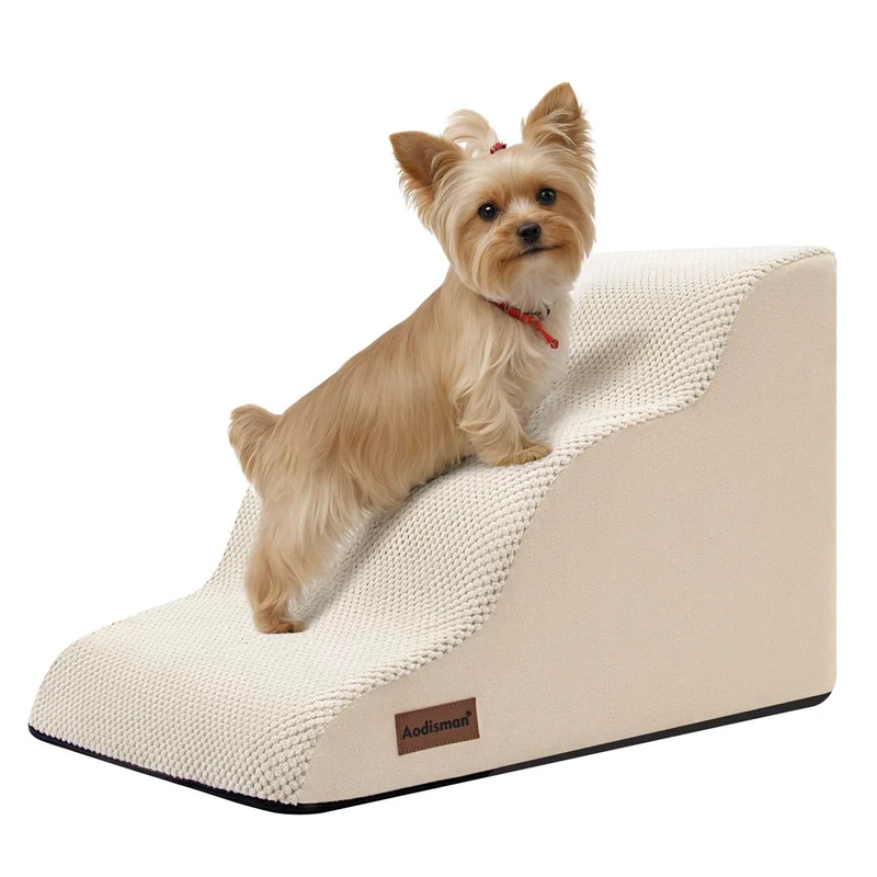 Aodisman Escaliers pour Chiens Petits - 3 Marches, Pour Canapé et Lit, Antidérapants, Hauteur 39 cm (15,4 po)