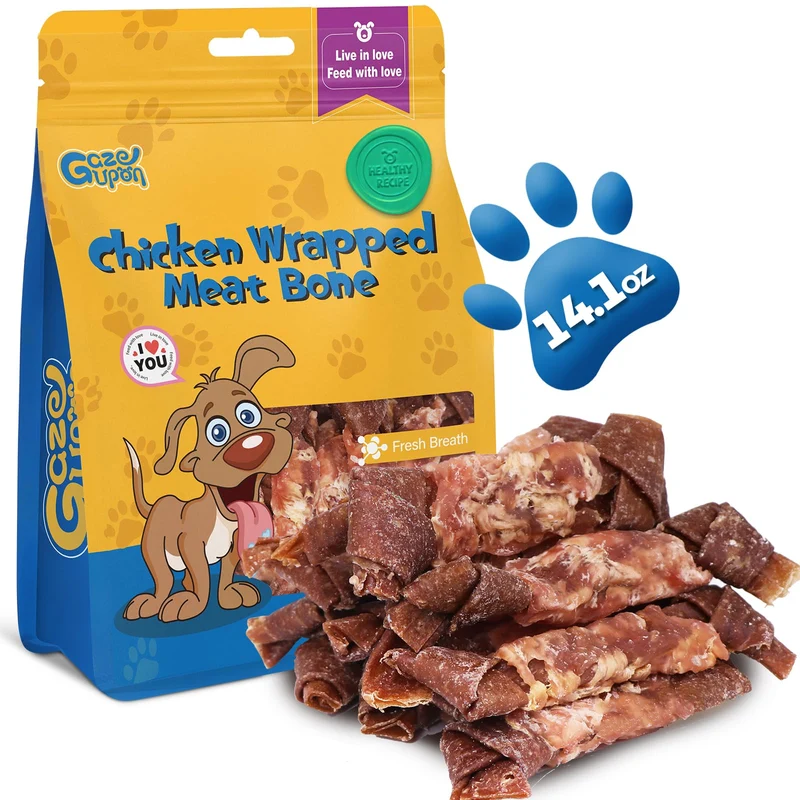 gazeupon Friandises pour Chien – Os Poulet et Boeuf Sans Rawhide, Protéines Élevées, Glucosamine Chondroïtine