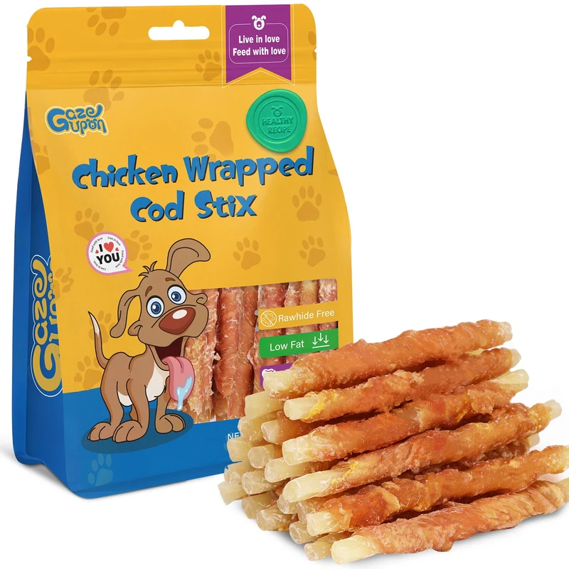 Gazeupon Friandises Douces pour Chiens — Sans Rawhide, Encas d'Entraînement Morue Enrobée Poulet