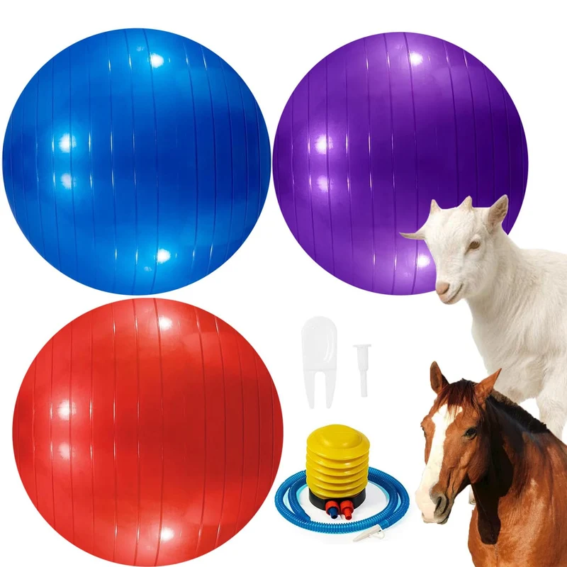 WoYous 3 Pièces Balle Jouet pour Animaux – Balles Mouton/Cheval avec Pompe