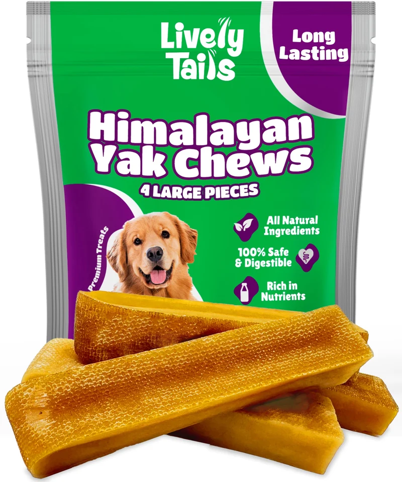 Lively Tails – Os Yak Fromage Himalayen pour Chiens Grands et Moyens, Durable, Sans Odeur, 4 Paquets