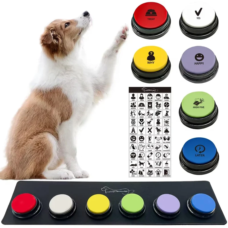 RIBOSY – Lot de 6 Boutons Enregistrables avec Tapis en Caoutchouc et 50 Autocollants d’Entraînement