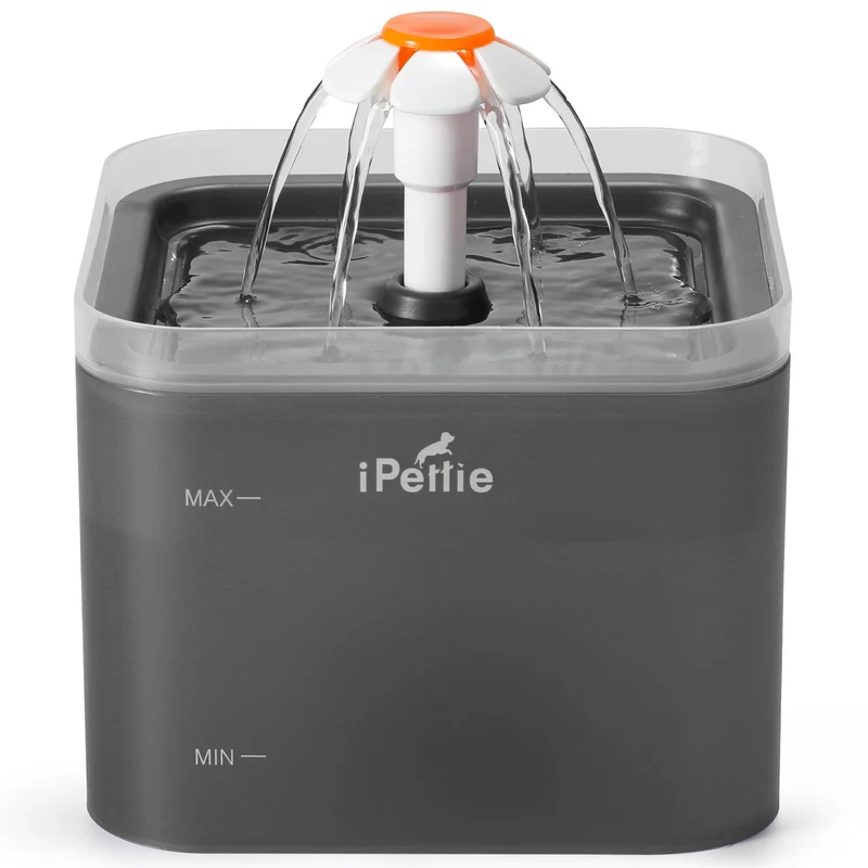 iPettie Neverland Fontaine d'eau pour chat — LED, 2,0 L, Filtre, Ultra silencieuse, Gris
