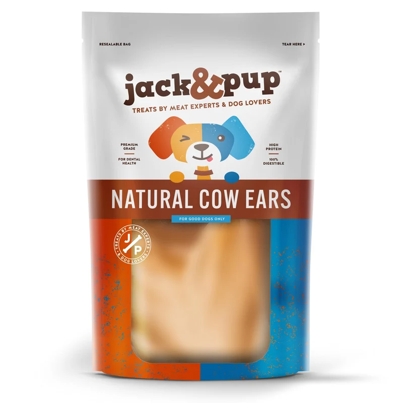 Jack&Pup Oreilles de Vache pour Chiens – Lot de 15, Ingrédient Unique