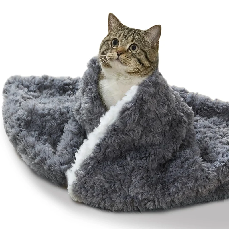 NODARKO Couverture pour chats d’intérieur – Ultra épaisse 460GSM et sherpa 260GSM, 21x18 po Gris