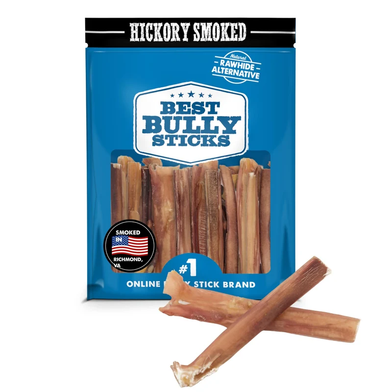 Best Bully Sticks Hickory Fumé — Bâtonnets 4 pouces, 226 g (Pack 1) — Naturels, Sans Céréales, Sans Odeur, Sans Additifs