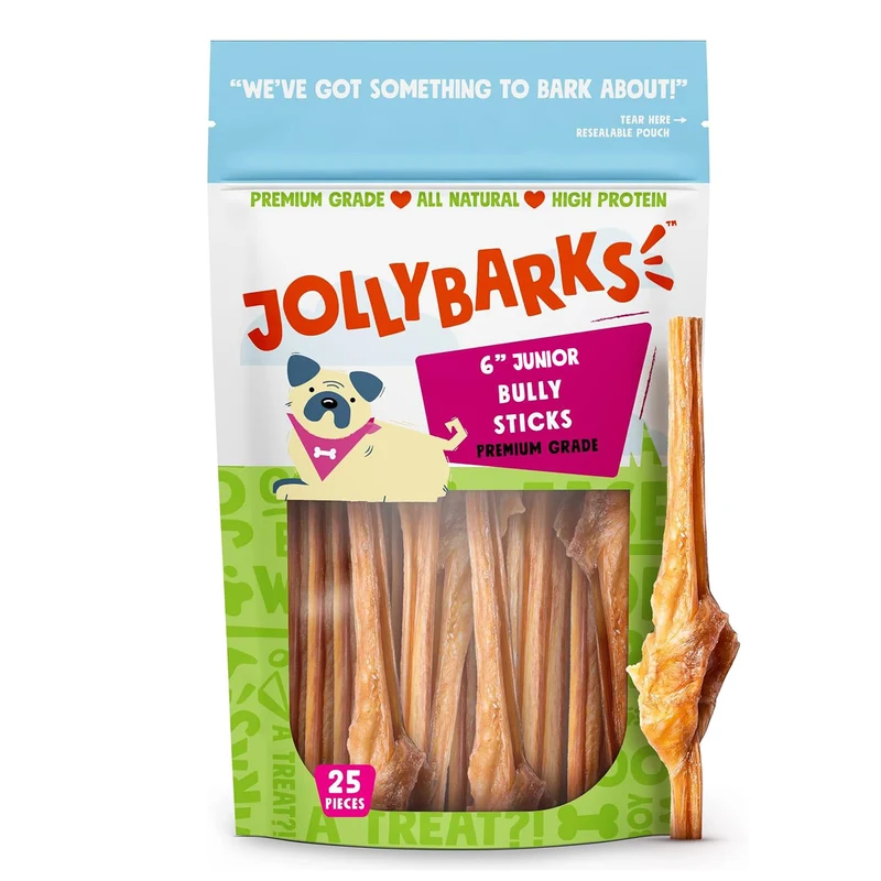 Jolly Barks Junior – Bâtons à mâcher en bœuf pour petits chiens (6 pouces, 25 pièces) | Naturels & Ingrédient Unique