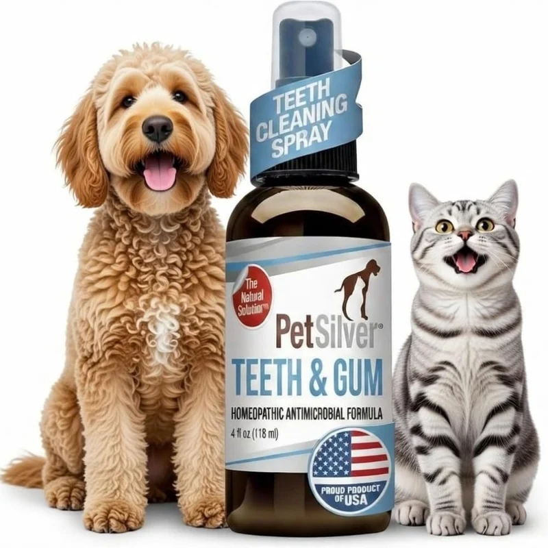 PetSilver Pulvérisateur Dents et Gencives – Agent dentaire naturel pour chiens et chats – Argent chelaté – Fabriqué aux États-Unis – 118 ml