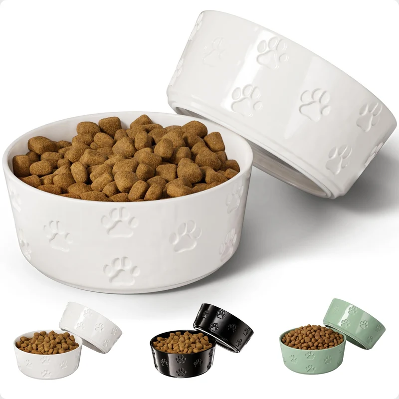 HB Design Co - Lot de 2 Bols Chien en Céramique Anti-Glisse - Diamètre 6,5 pouces