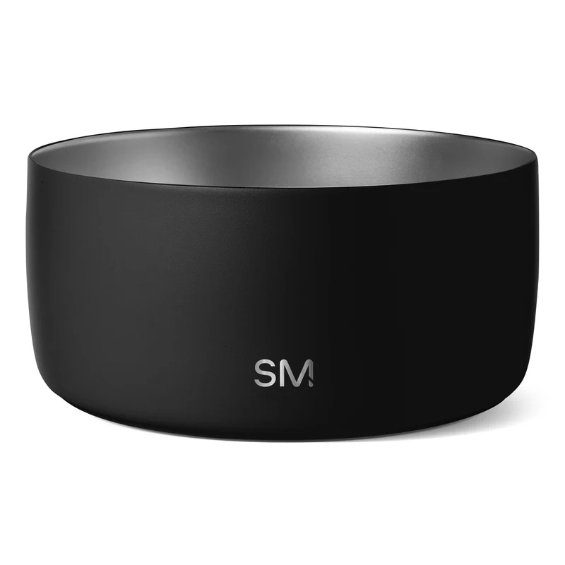 Simple Modern Bentley Bol pour Animaux | Bol Isolé en Acier Inoxydable Sans Dérapage – Grand 8 Tasses – Noir Minuit